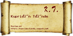 Kuprián Tünde névjegykártya